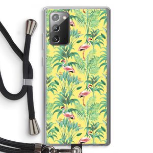 Flamingo party: Samsung Galaxy Note 20 / Note 20 5G Transparant Hoesje met koord
