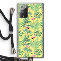 Flamingo party: Samsung Galaxy Note 20 / Note 20 5G Transparant Hoesje met koord