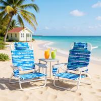Opvouwbare Strandstoelen Licht 2-delige set Campingstoelen met Verstelbare Rugleuning Blauw