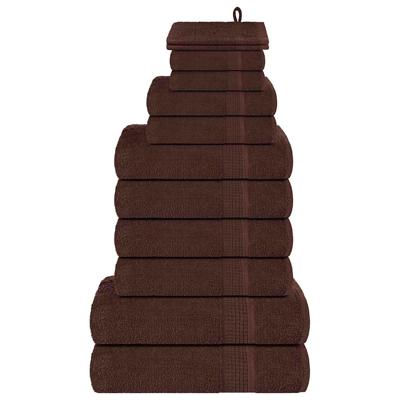 VidaXL 12-delige handdoekenset 360 g/m² 100% katoen bruin