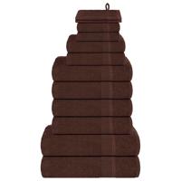 VidaXL 12-delige handdoekenset 360 g/m² 100% katoen bruin