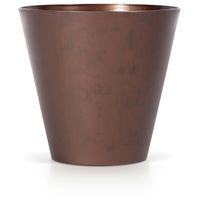 Kunststof bloempot/plantenpot 20 cm cortenstaal look/brons - Plantenpotten