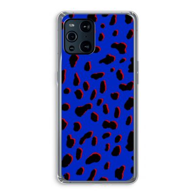 Blue Leopard: Oppo Find X3 Transparant Hoesje