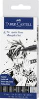 Faber Castell fc-167124 tekenstift faber-castell pitt artist pen mangaka 6-delig etui zwart - thumbnail