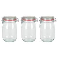 Weckpot/inmaakpot - 12x - glas - 1000 ml - met beugelsluiting - transparant