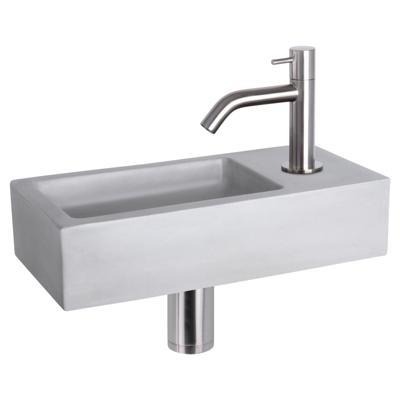Differnz Ravo fonteinset beton lichtgrijs - kraan gebogen - 38.5 x 18.5 x 9 cm - mat chroom