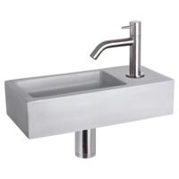 Differnz Ravo fonteinset beton lichtgrijs - kraan gebogen - 38.5 x 18.5 x 9 cm - mat chroom