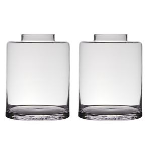 Set van 2x stuks transparante luxe vaas/vazen van glas 30 x 23 cm