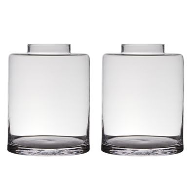 Set van 2x stuks transparante luxe vaas/vazen van glas 30 x 23 cm