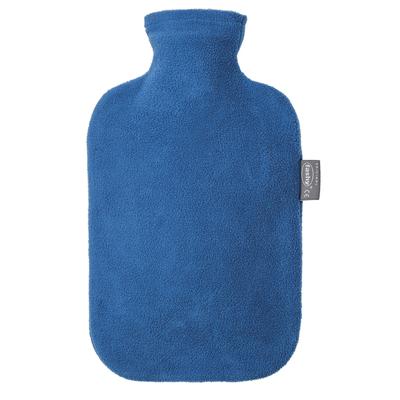 Kruik met fleecehoes - blauw - 2 liter - kunststof - warmwaterkruik - waterkruik