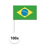 100x Brazilie decoratie papieren zwaaivlaggetjes   -