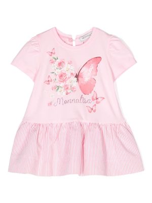 Monnalisa robe à ornements en pierres - Rose