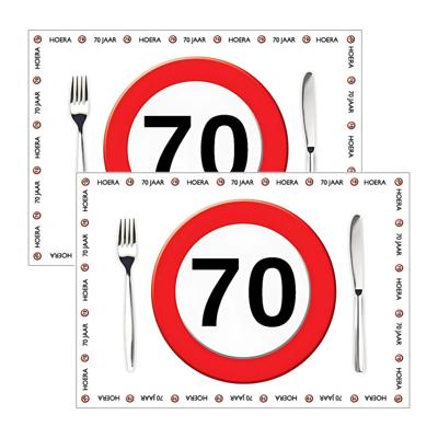 Placemat 70 jaar - 20x stuks - 42 x 30 cm - 90g - papier - verjaardag - jubileum