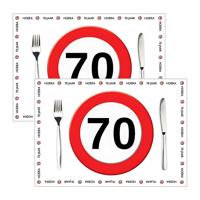 Placemat 70 jaar - 20x stuks - 42 x 30 cm - 90g - papier - verjaardag - jubileum