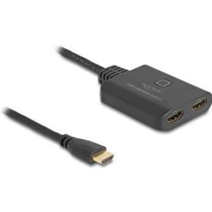 Delock 18645 HDMI Switch 2 x HDMI in naar 1 x HDMI uit 8K 60 Hz met geïntegreerde kabel 50cm