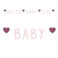 Letterslinger 'Hello Baby Girl' Hartjes Roze (1,4m)
