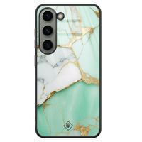Samsung Galaxy S23 glazen hardcase - Marmer mint goud