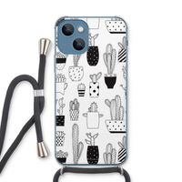 Cactusmotief: iPhone 13 Transparant Hoesje met koord