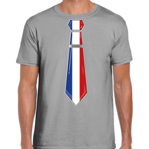 Verkleed T-shirt voor heren - stropdas Frankrijk - grijs - supporter - themafeest