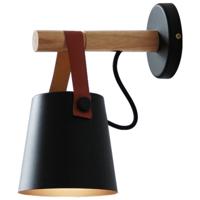 LED muur licht hout muur lamp bed Bedside licht nachtverlichting moderne Nordic lampenkap Home decor (zwart)