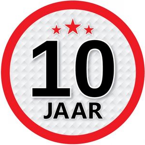 10 jaar leeftijd sticker rond 15 cm verjaardag versiering