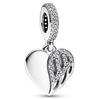 Pandora 792646C01 Hangbedel Heart and Angelwing zilver-zirconia wit - thumbnail
