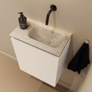 Toiletmeubel Mondiaz Ture Dlux | 40 cm | Meubelkleur Talc | Eden wastafel Ostra Rechts | Zonder kraangat