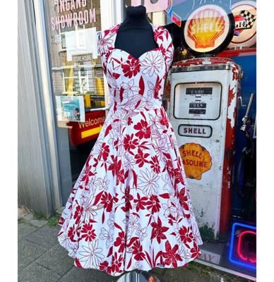 35% korting | Vivien Of Holloway Halterneck Summer Flower Dress Red-S 35% korting | Vivien Of Holloway Halterneck Summer Flower Dress Red-S