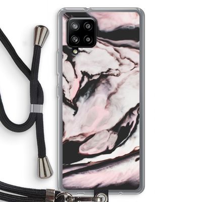 Roze stroom: Samsung Galaxy A42 5G Transparant Hoesje met koord