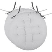 Stof Textile stoelkussen rond - 2x - licht/donkergrijs - 2 zijden - 38 cm - touwtjes sluiting