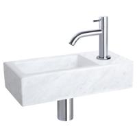 Differnz Helios fonteinset marmer - kraan gebogen - 37.5 x 18.5 x 9.5 cm - chroom