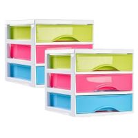 Ladeblokje/bureau organizer 2x lades - multi colour - L18 x B21 x H17 cm - plastic - thumbnail