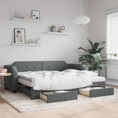 Slaapbank onderschuifbed en lades 80x200 cm stof donkergrijs
