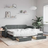 Slaapbank onderschuifbed en lades 80x200 cm stof donkergrijs