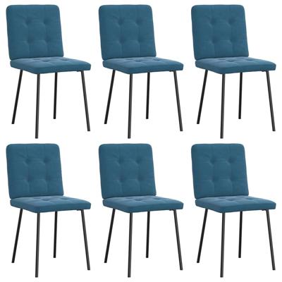 Eetkamerstoelen 6 st fluweel blauw