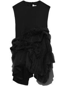 Noir Kei Ninomiya haut froncé à empiècement en tulle