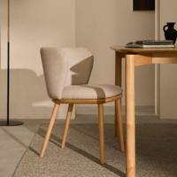 Kave Home Eetkamerstoel 'Ciselia' Chenille, kleur Beige