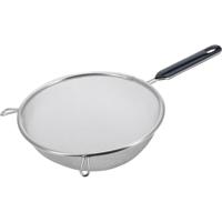 Westmark Keuken vergiet met handvat - zwart/zilver - rvs - 35 x D20 cm