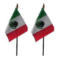 Mexico - 2x - mini vlaggetje van 10 x 15 cm op stokje - Landen vlag - H27 cm