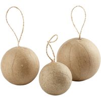 6x hobby/DIY papier mache ballen/bollen aan touwtje