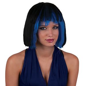 Funny Fashion Heksenpruik kort haar - zwart/blauw - dames - Halloween   -