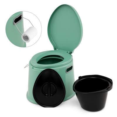 Draagbaar Campingtoilet met Afneembare Emmer Inzet Reisetoilet tot 200 kg Belastbaar Groen