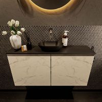 Mondiaz Fowy toiletmeubel 100cm Carrara met blad en waskom urban midden zonder kraangat