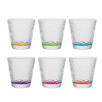 Vivalto Waterglazen/drinkglazen Colorama - 6x - transparant kleurenmix - 310 ml - 9 cm   - - thumbnail
