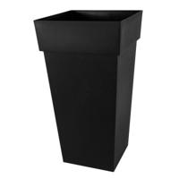 Eda Bloempot Toscane - vierkant - kunststof - antraciet - L43 x B43 x H80 cm - 98 liter