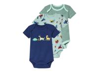 lupilu 3 baby rompers (mint/navy/groen, 74/80)