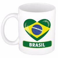 Hartjes vlag Brazilie koffiemok - drink beker - white - 300 ml