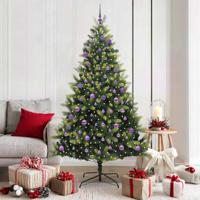 Kunstkerstboom met scharnier 300 LEDs Groen 180 cm PVC en PE