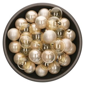 Kerstballen - 25x stuks - 6 cm - kunststof - champagne