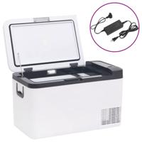 VidaXL Koelbox met handvat en adapter 25 l pp & pe zwart en wit